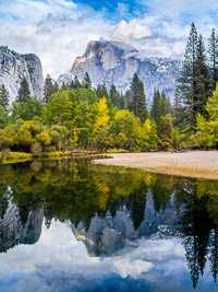 Halfdome Reflecting in the Merced Halfdome-Clouds-Autumn-Reflection-Merced-Yosemite-California.jpg
